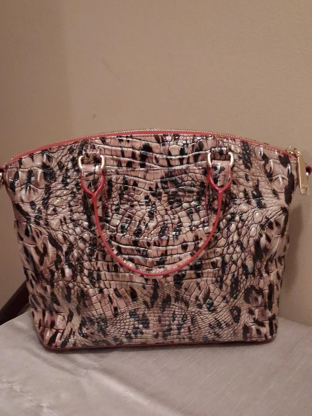 Brahmin duxbury ruby prowl solid Leather Satchel.rare colorway.
